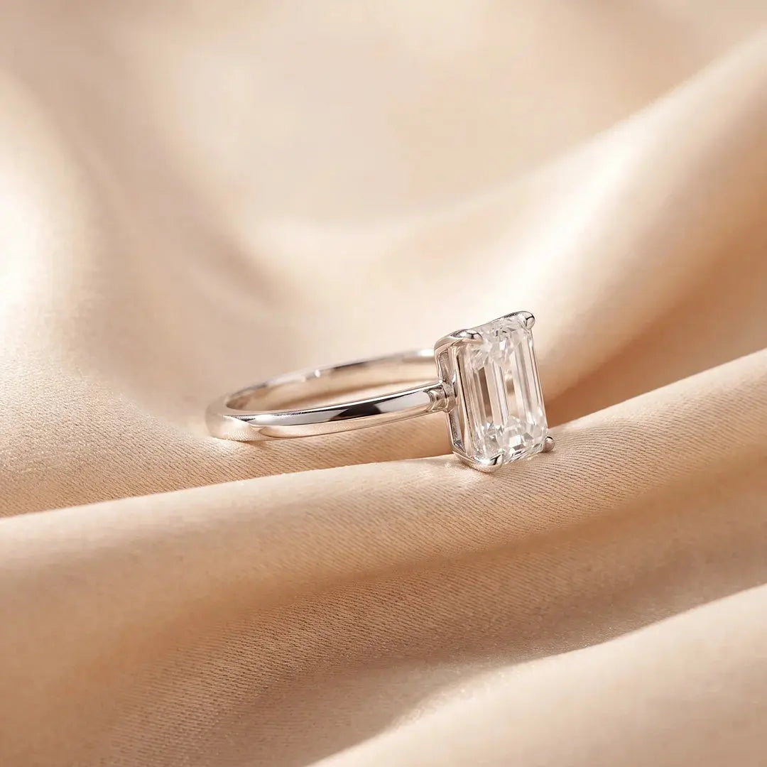 1.50 CT Emerald Cut Solitaire Lab Diamond Ring Jama Jewels