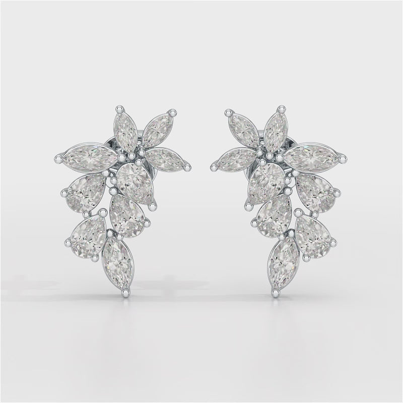 2.05 CT Pear and Marquise Cut Diamond Drop Earring