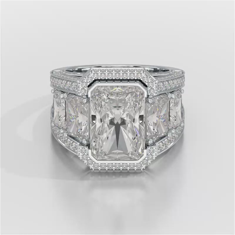 Radiant 9.68 Carat Lab Grown Diamond Wedding Ring