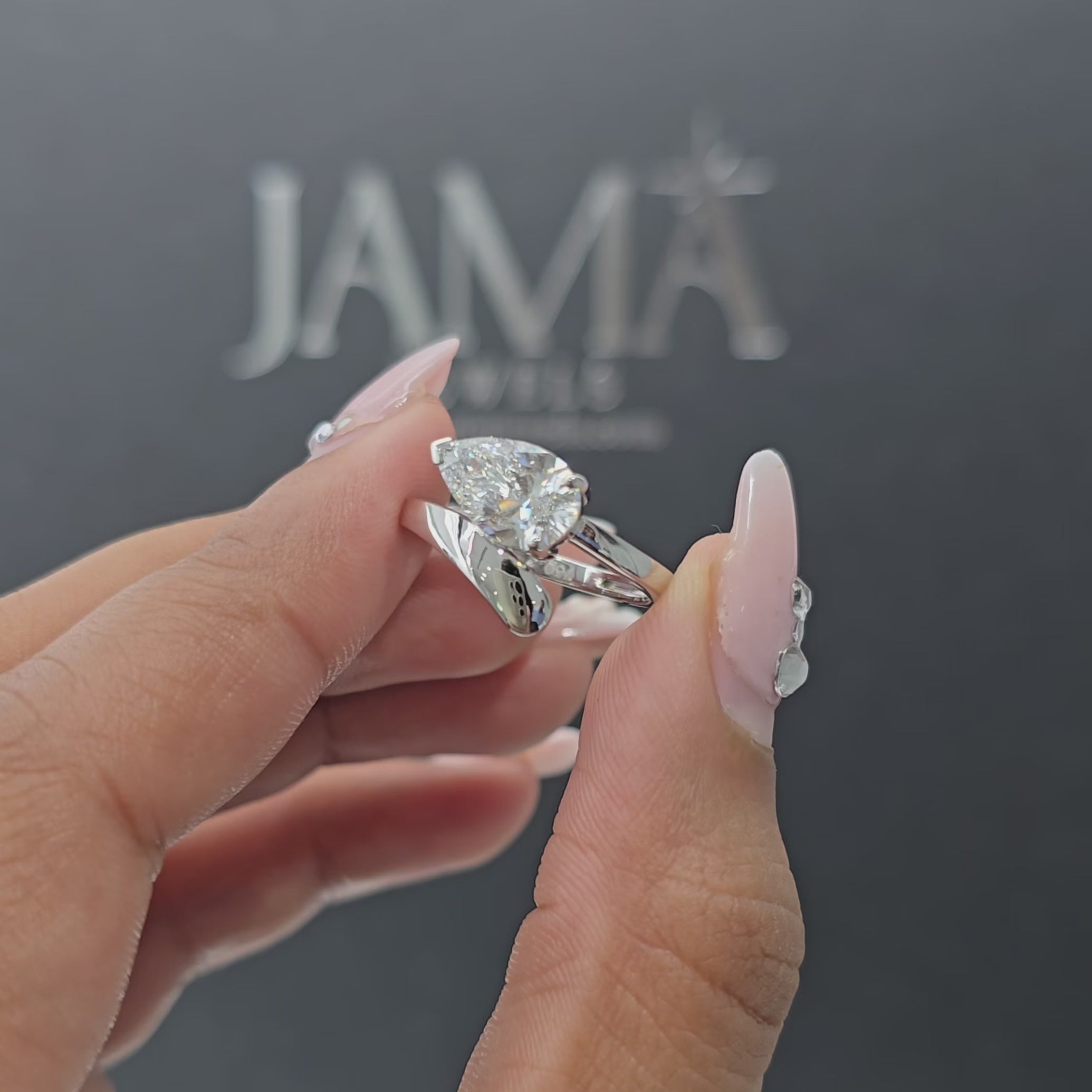 1.55 CT Bypass Pear Cut Lab Diamond Ring (Ready for Delivery)