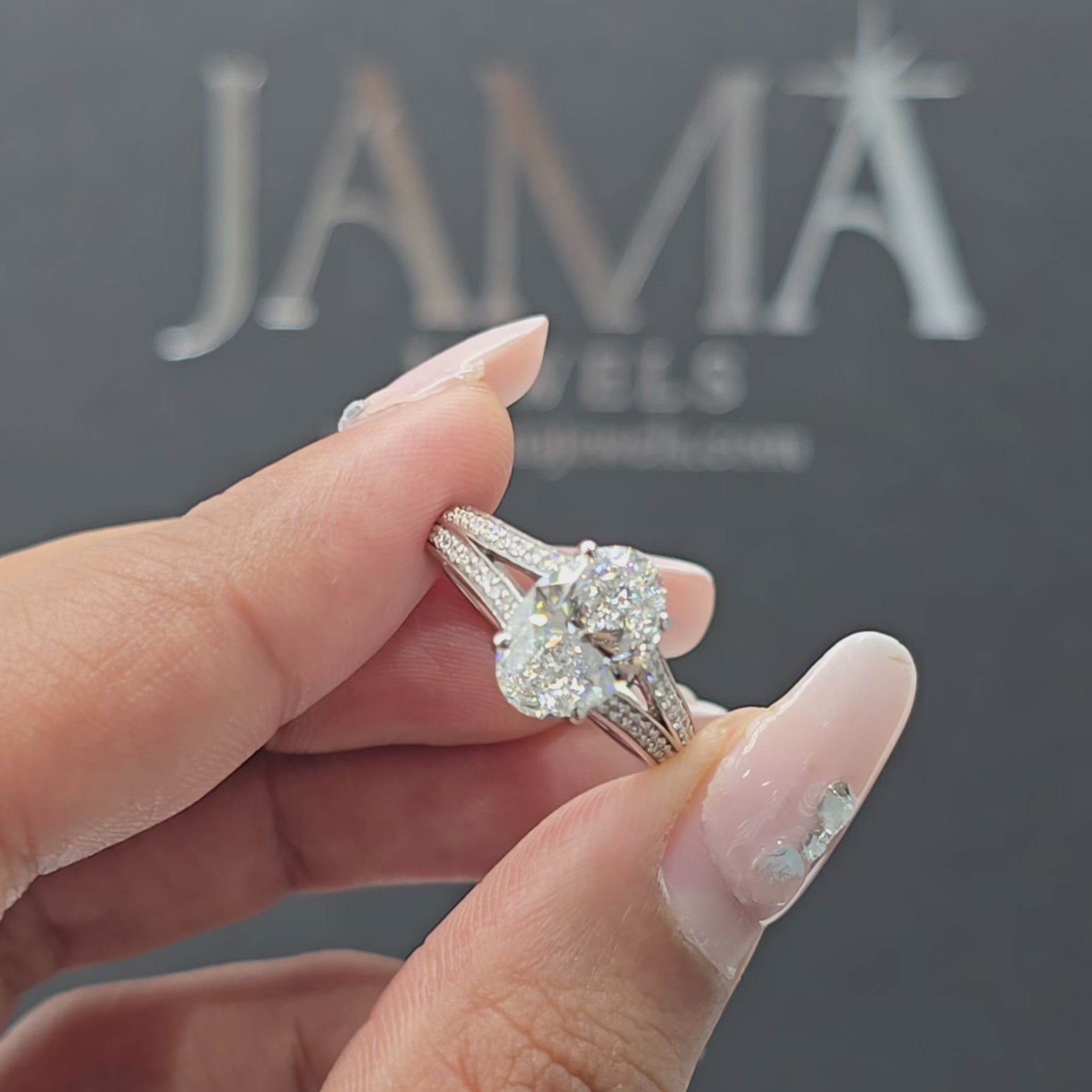 2.60 CT Oval Cut Lab Diamond Split Ring with Round Diamonds (Ready for Delivery)