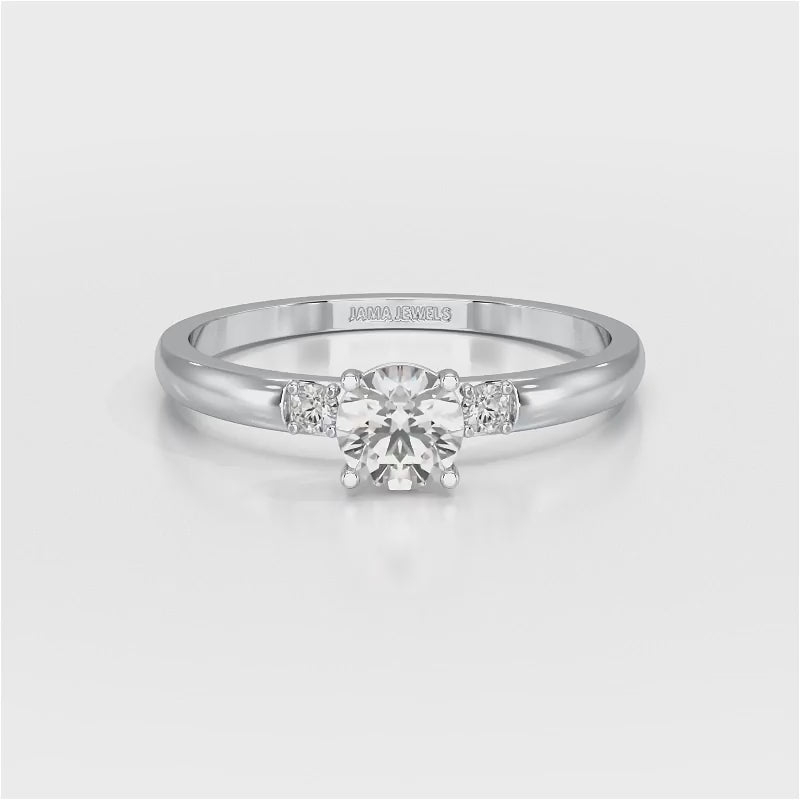 0.57 CT Lab Diamond Simple Three Stone Ring