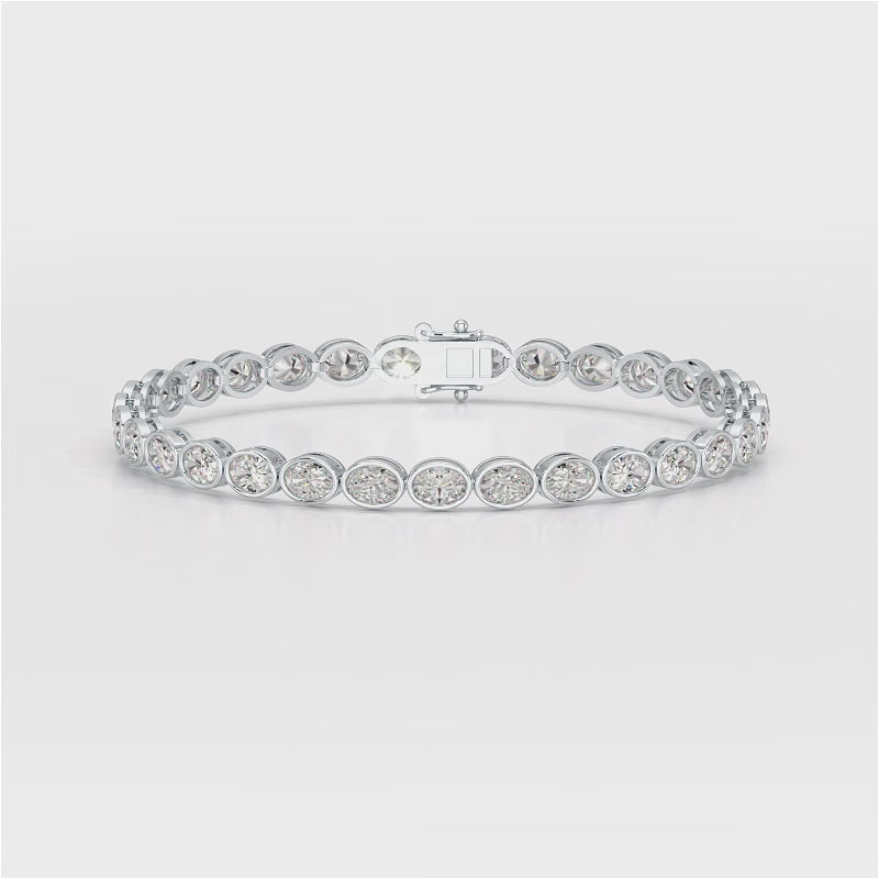 7.25 CT Oval Cut Diamond Bezel Tennis Bracelet