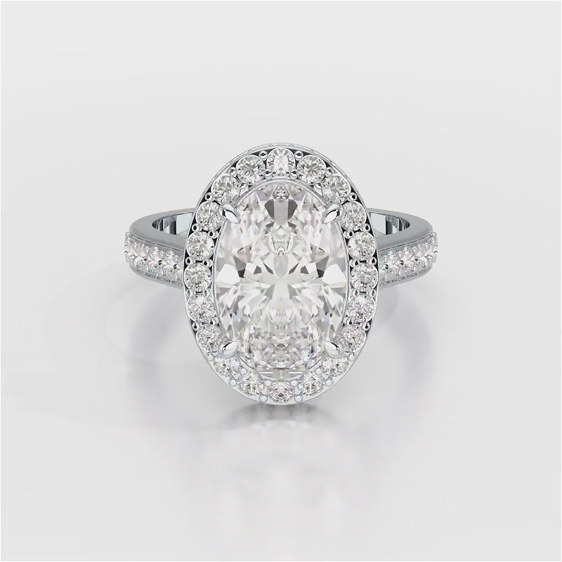 6.47 CT Oval Cut Hidden Halo Lab Diamond Ring