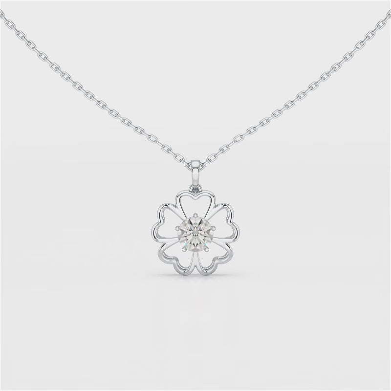 0.65 CT Heart Shape Pave Setting Pendant With Round Cut Lab Diamonds
