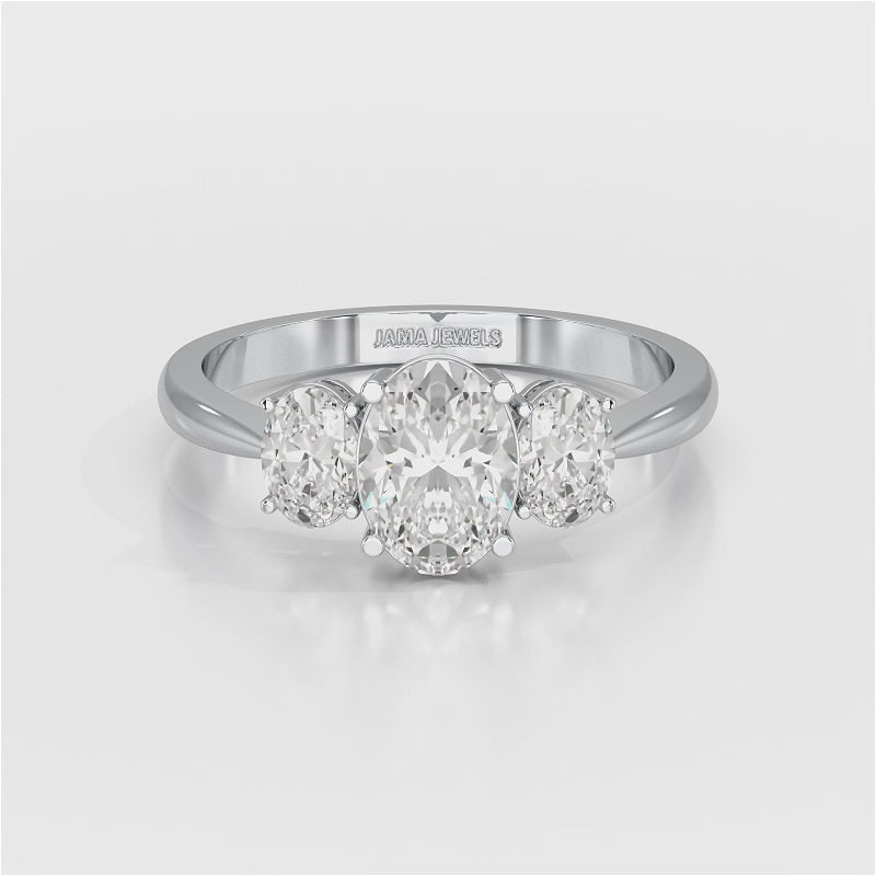 1.4 CT Three Stone Oval Cut Lab Diamond Ring