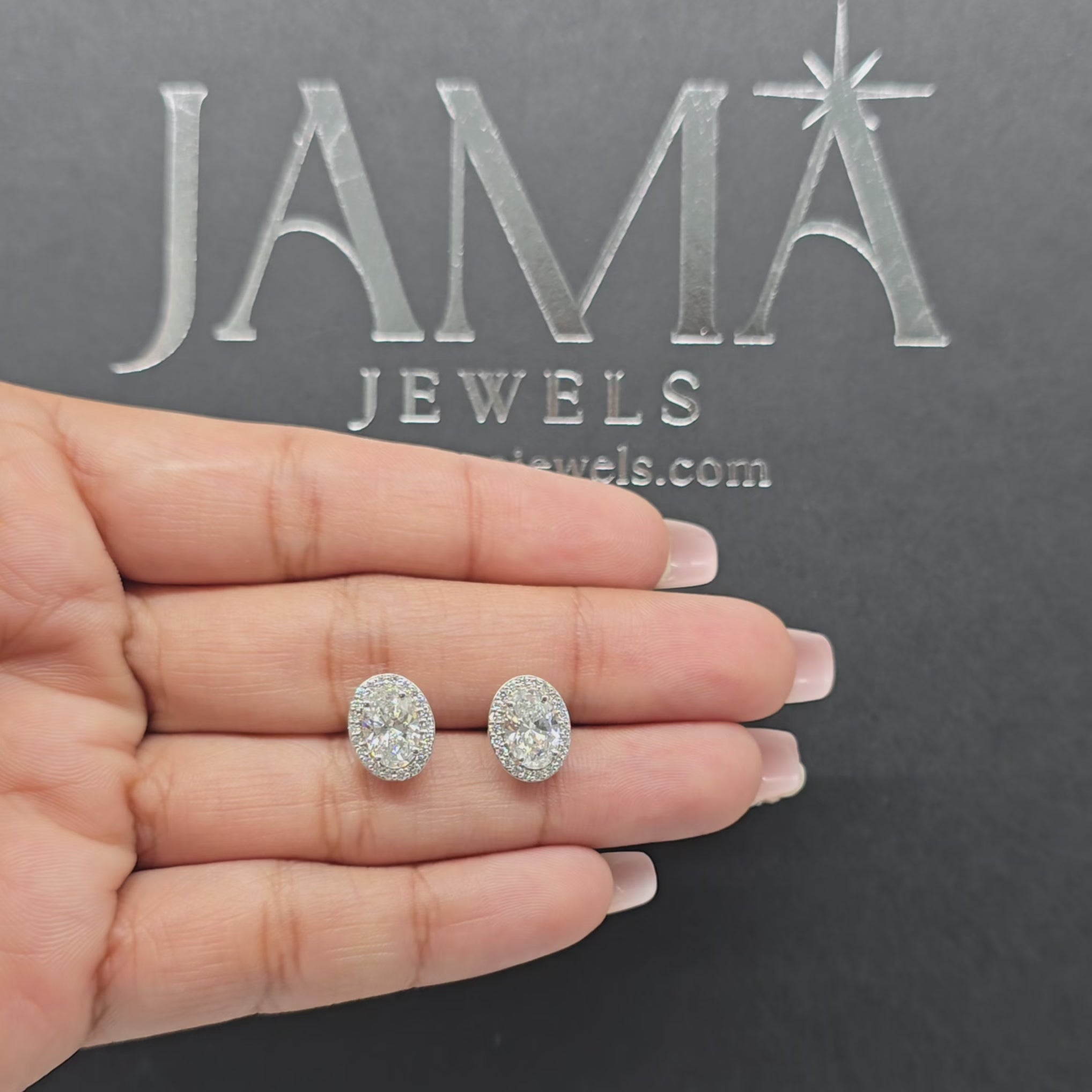 2.30 CT Halo Oval Cut Diamond Stud Earring (Ready for Delivery)