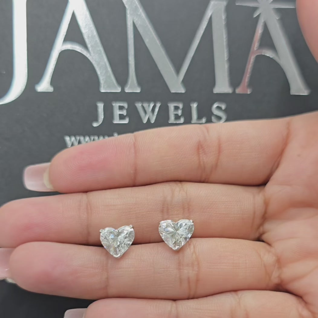 4.15 CT Heart Cut Single Stone Diamond Stud Earring (Ready for Delivery)