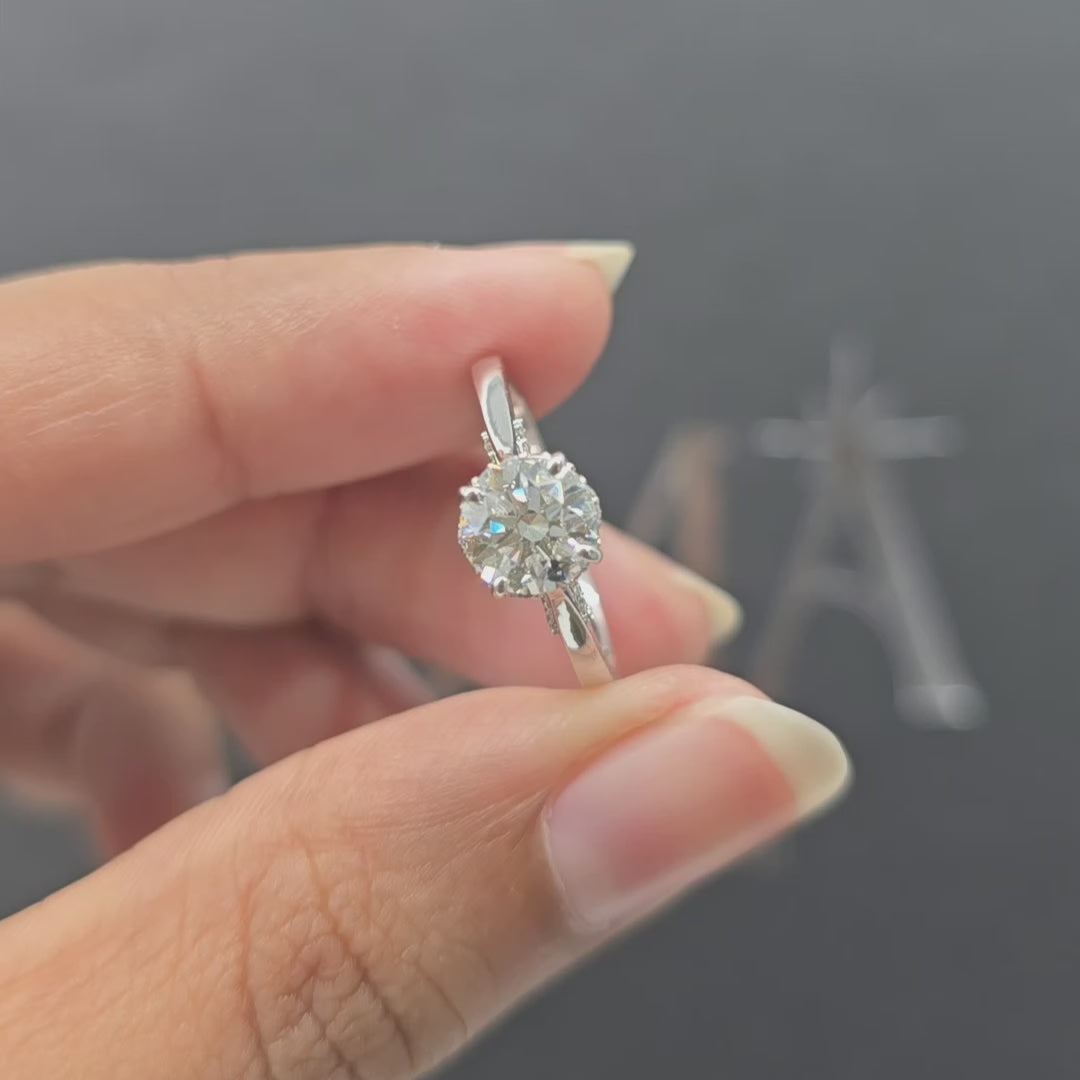 1.13 CT Round Diamond Hidden Halo Solitaire Ring (Ready for Delivery)