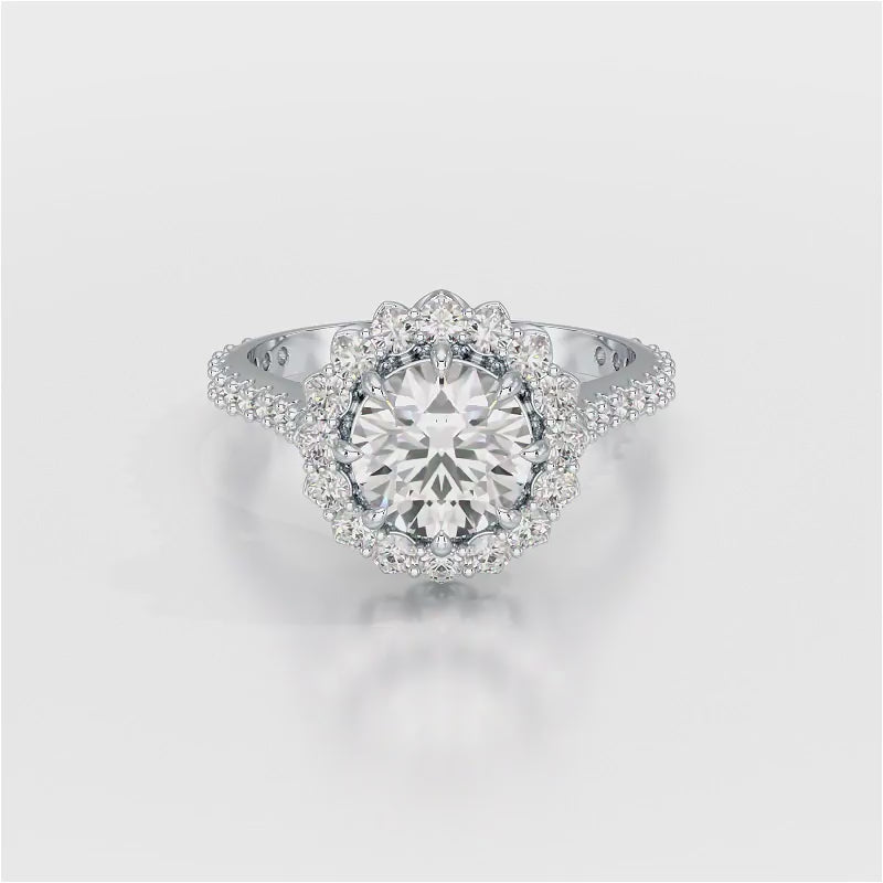 2.42 CT Round Cut Halo Lab Diamond Ring