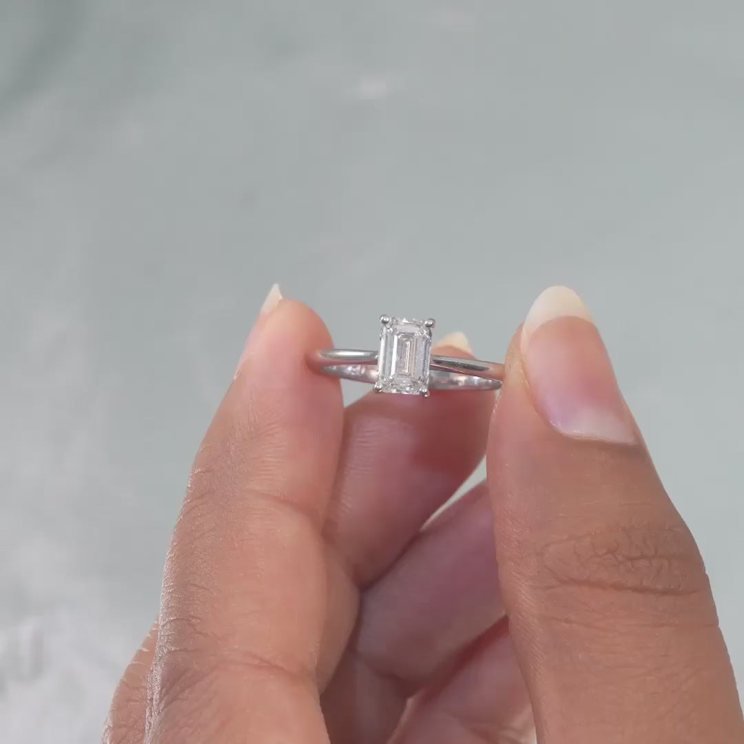 1.50 CT Emerald Cut Solitaire Lab Diamond Ring