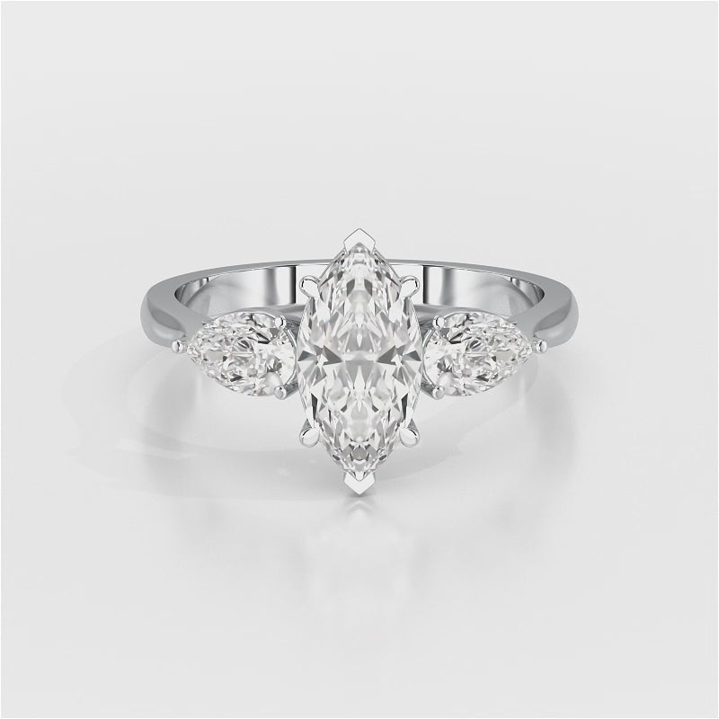 1.6 CT Marquise Cut Three Stone Lab Diamond Ring