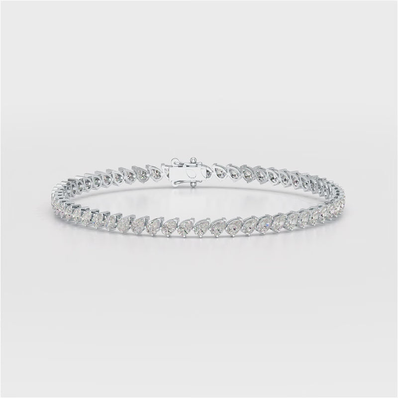 360 Video of 4.40 CT Pear Cut Diamond Bezel Tennis Bracelet White Gold
