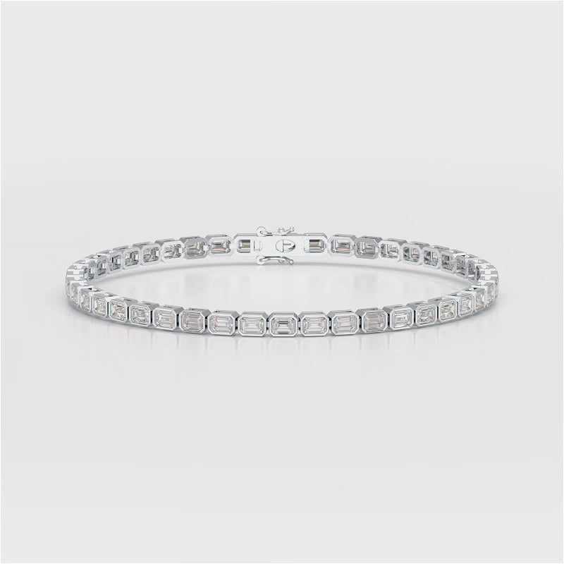 5 CT Emerald Cut Diamond Bezel Tennis Bracelet