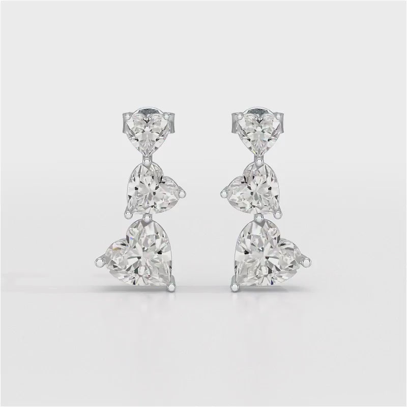 3.5 CT Lab Diamond Heart Cut Earrings