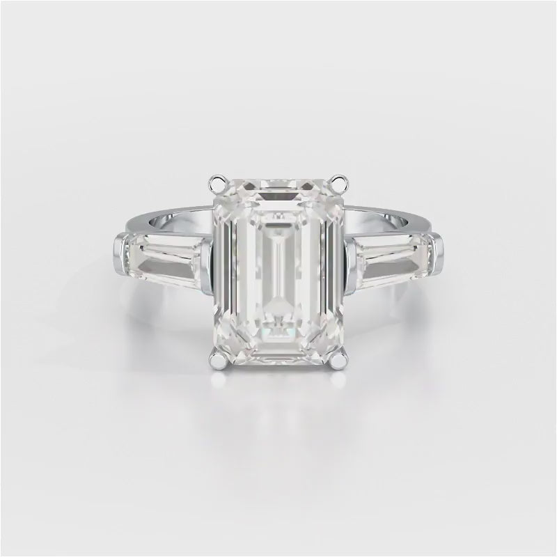 1.5 CT Lab Diamond Three Stone Emerald Cut Ring