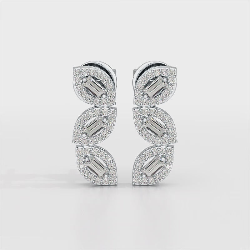 0.55 CT Baguette & Round Cut Lab Diamond Drop Earring