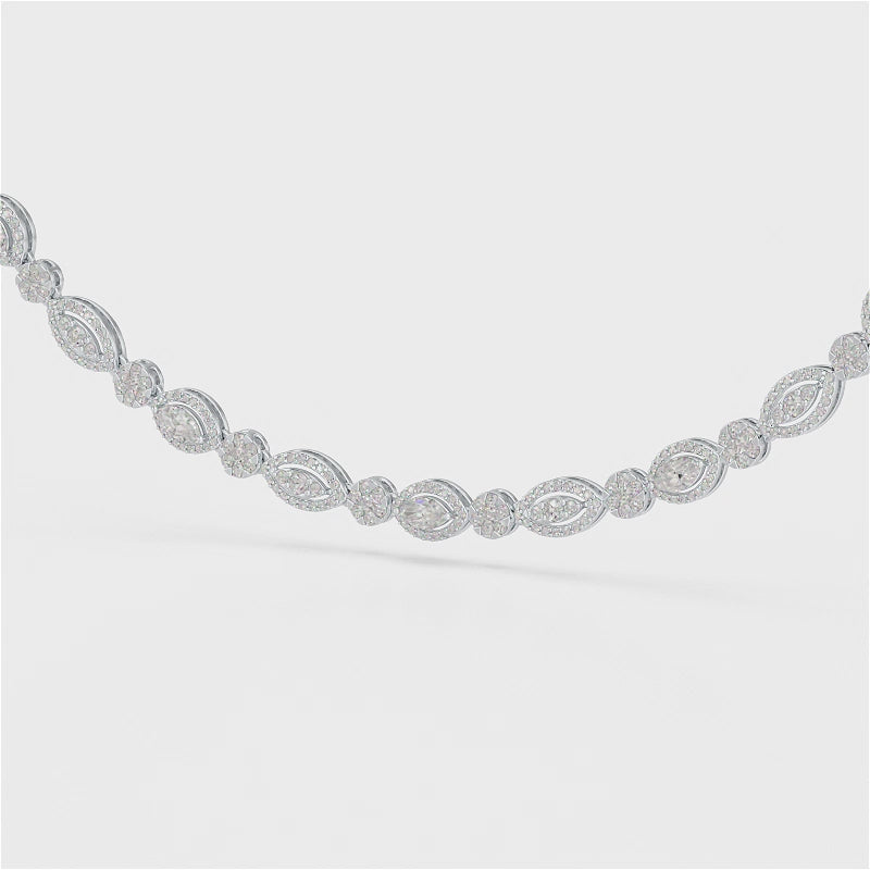4.53 CT Marquise Cut Lab Diamond Tennis Necklace
