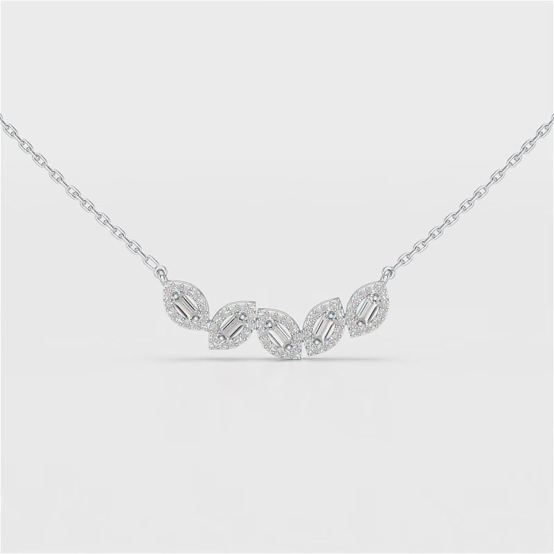 0.45 CT Baguette & Round Cut Diamond Chain Pendant