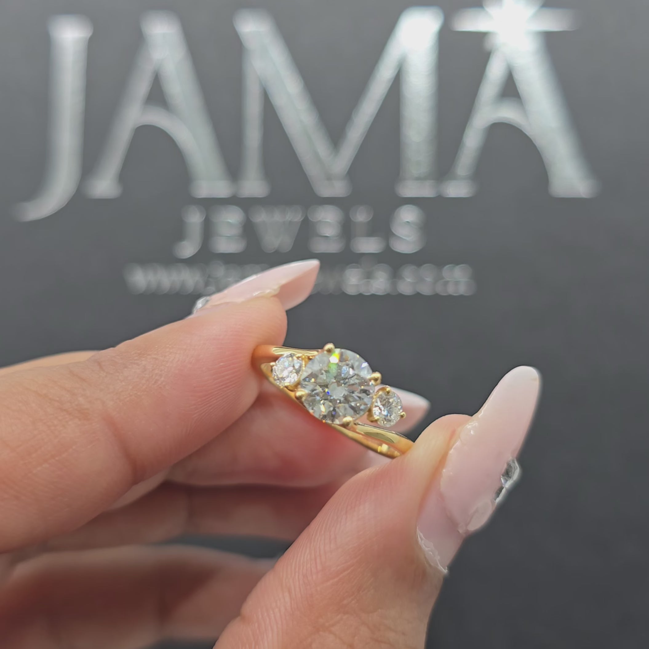 1.30 CT Lab Diamond Round Cut Three Stone Crossover Ring (Ready for Delivery)