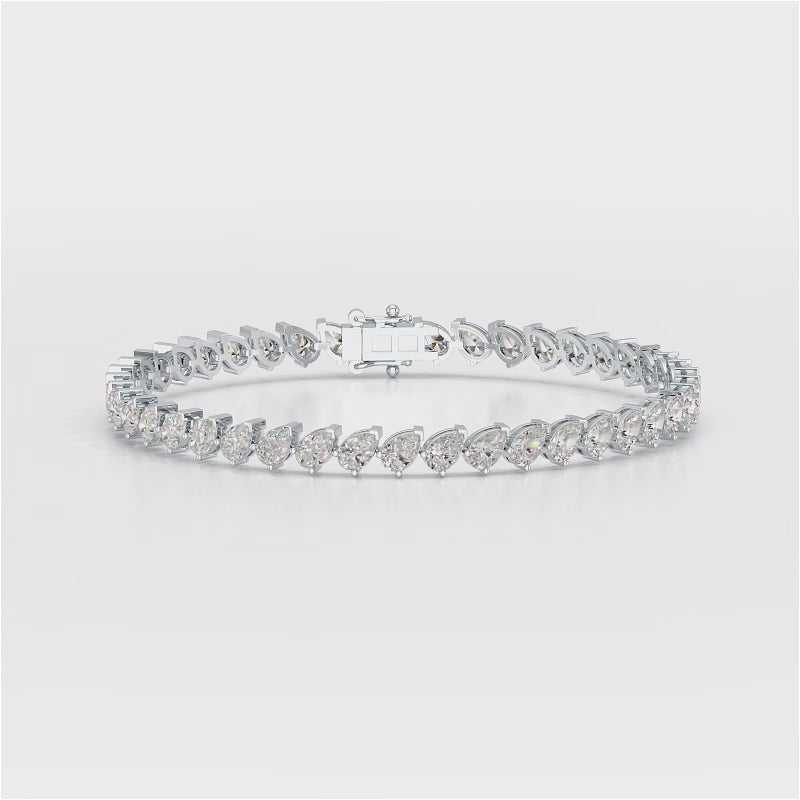 360 video of 7.30 CT Pear Cut Diamond Bezel Tennis Bracelet White Gold