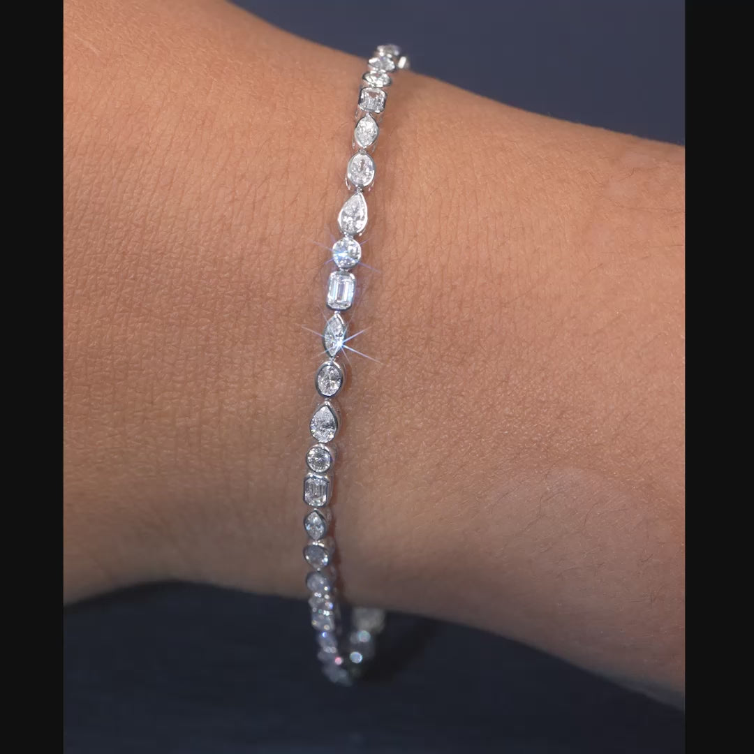 2.90 CT Multi Shape Bezel Diamond Tennis Bracelet