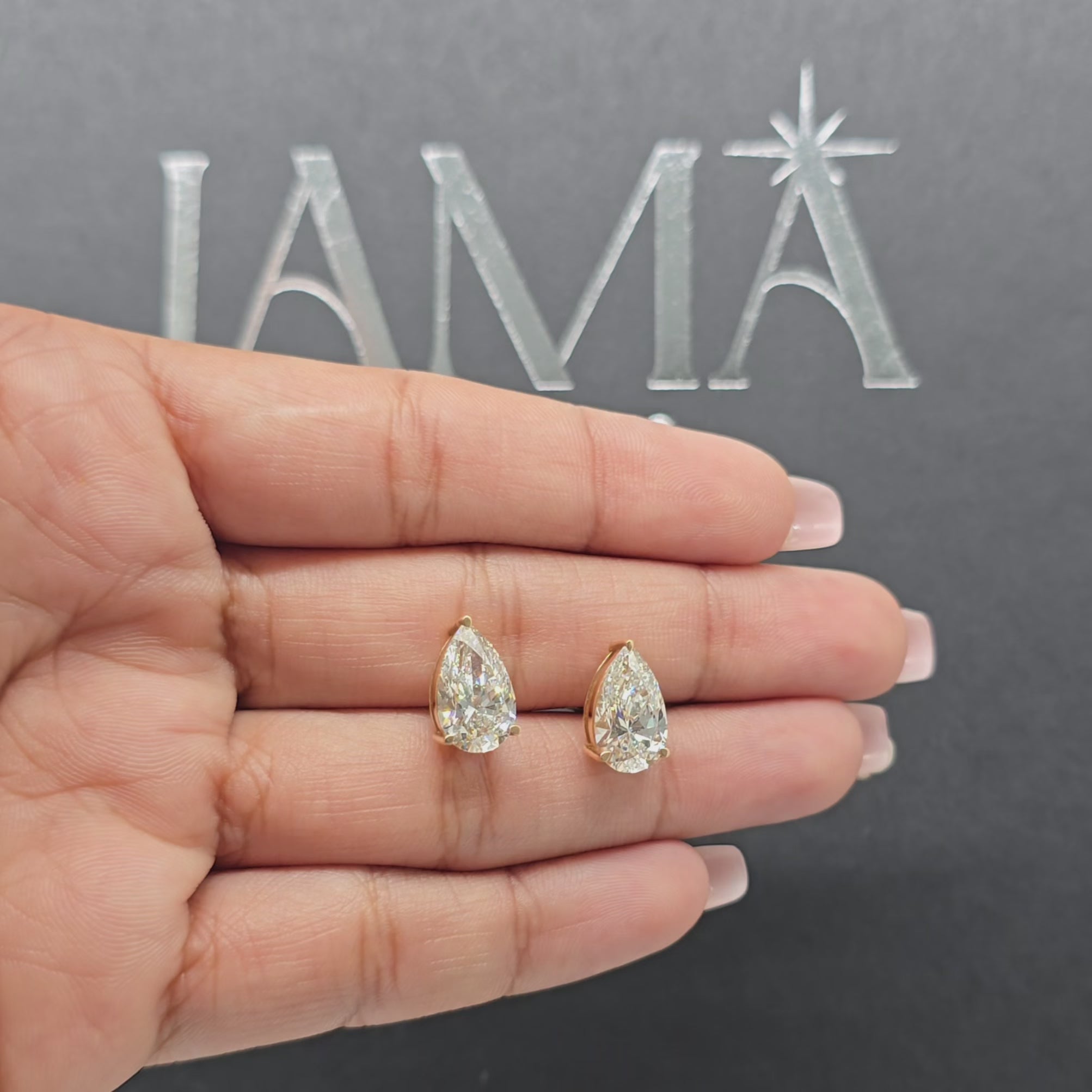 5 CT Pear Cut Single Stone Diamond Stud Earring (Ready for Delivery)