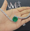 33 CT Lab Grown Diamond Necklace with Green Gemstone in Center (Ready for Delivery)