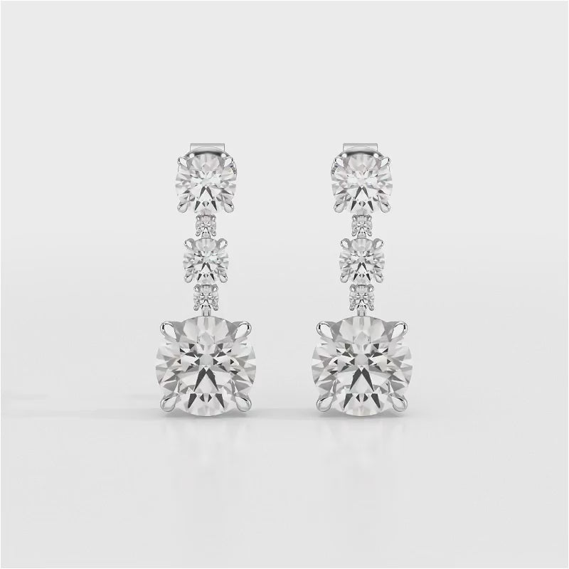 13.31 CT Round Cut Dangle Drop Earring