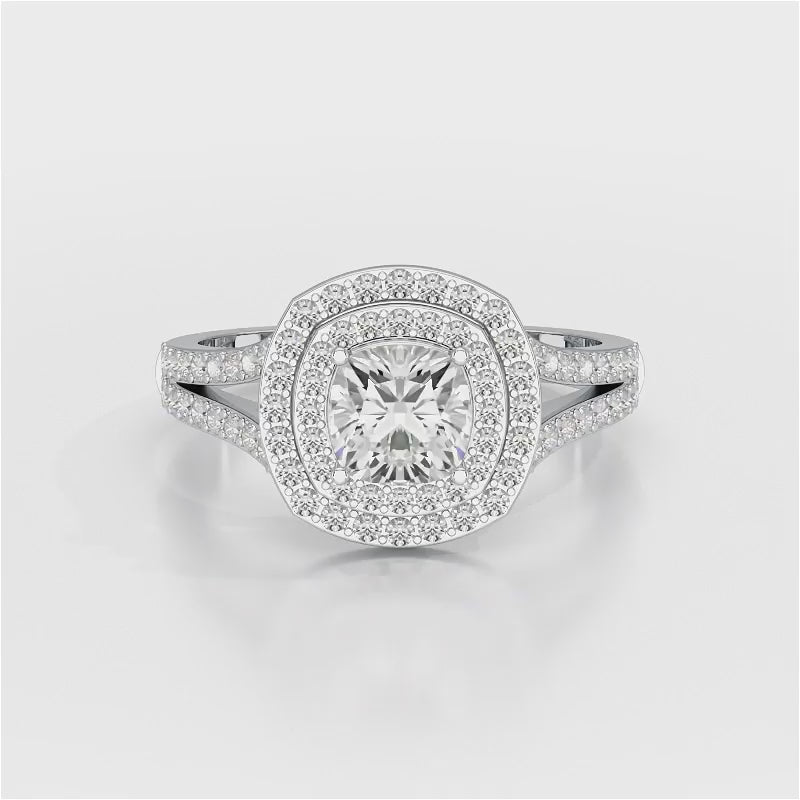 1.6 CT Halo Lab Diamond Cushion Cut Ring