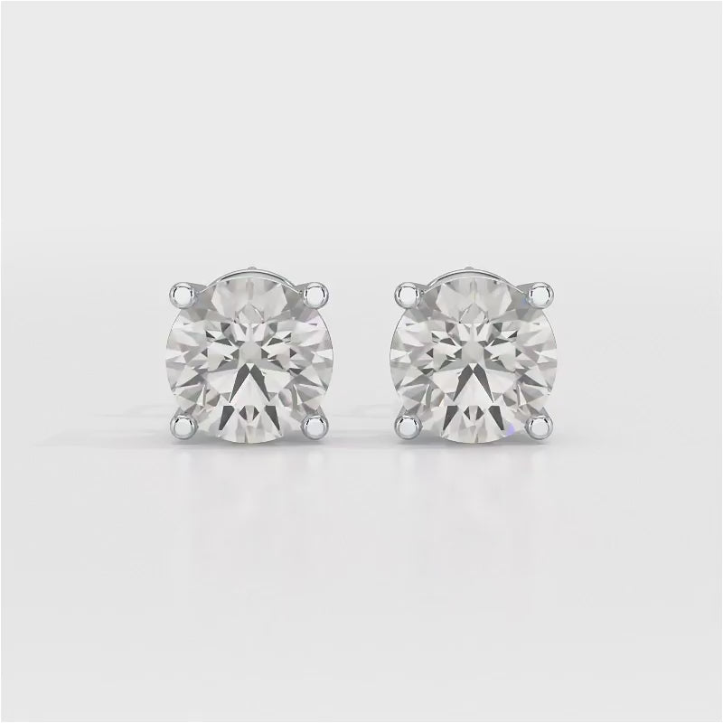 1 Carat Studs Lab Diamond Round Earrings