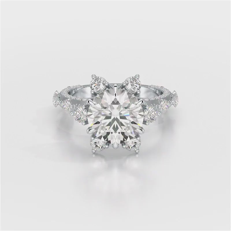 4.61 CT Round Cut Flower Halo Lab Diamond Ring