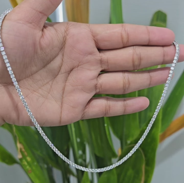 Classic 10.05 CT Round Cut Diamond Tennis Necklace (Ready for Delivery)