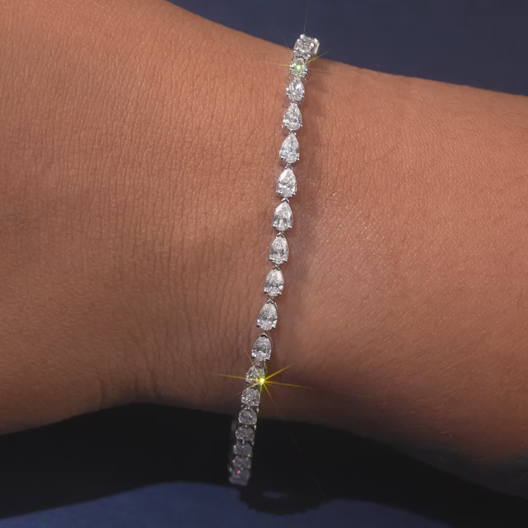 3.90 CT Pear Cut Diamond Tennis Bracelet