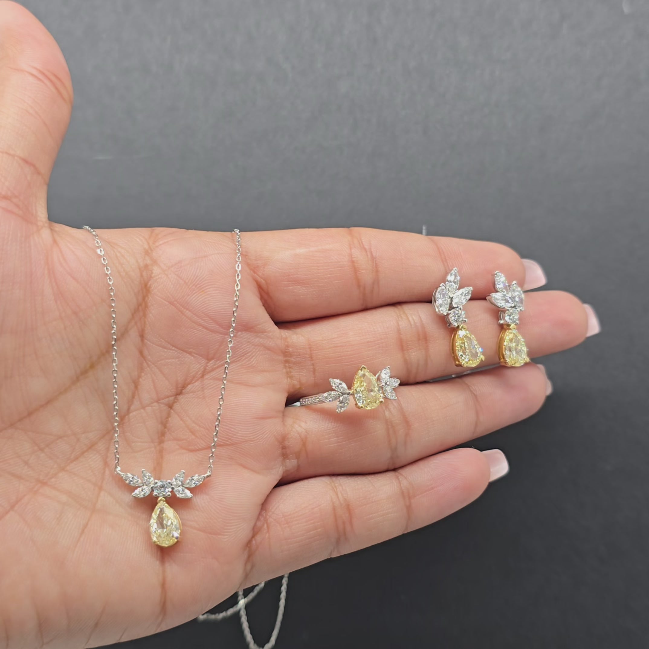 6.45 CT Multi Shape Diamond Jewellery Set - Ring, Earring & Chain Pendant (Ready for Delivery)