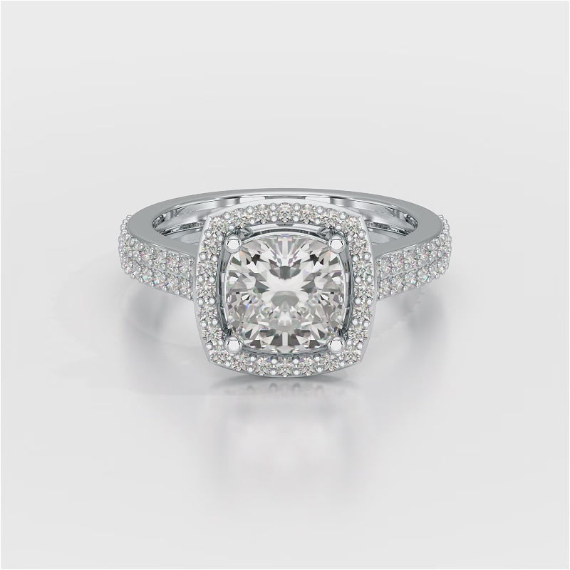 2.50 CT Cushion Cut Ring with Round Diamonds