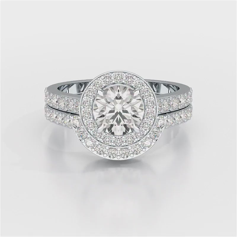 1.92 CT Lab Diamond Round Cut Halo Ring