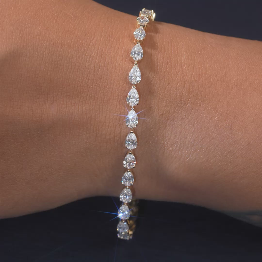 7.25 CT Pear Cut Diamond Tennis Bracelet