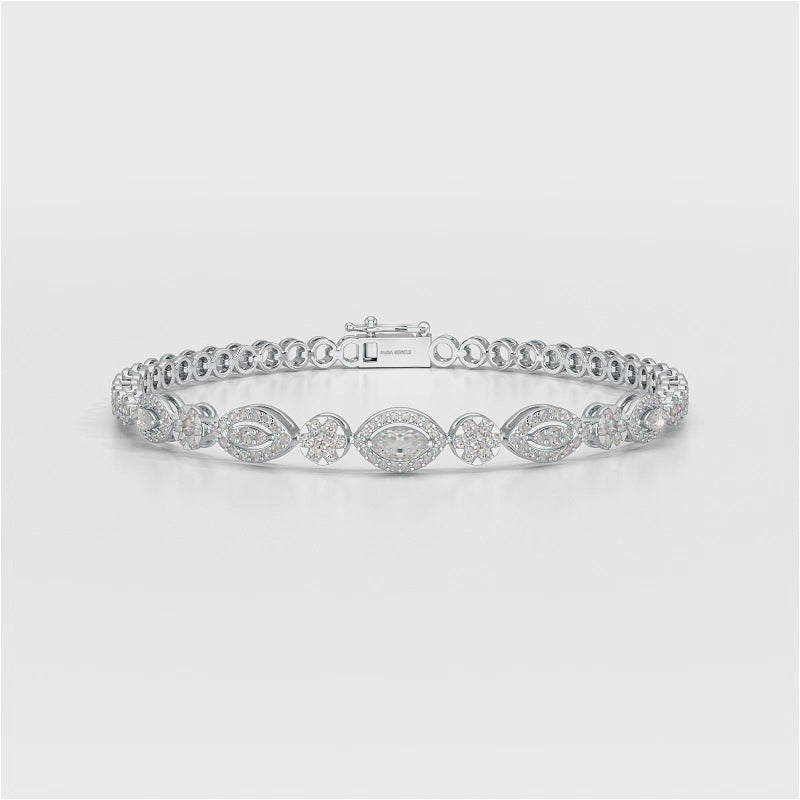 Marquise Cut 1.7 CT Lab Diamond Tennis Bracelet