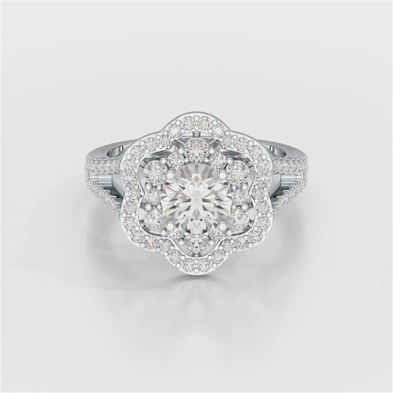 1.92 CT Round Cut Flower Shape Lab Diamond Ring