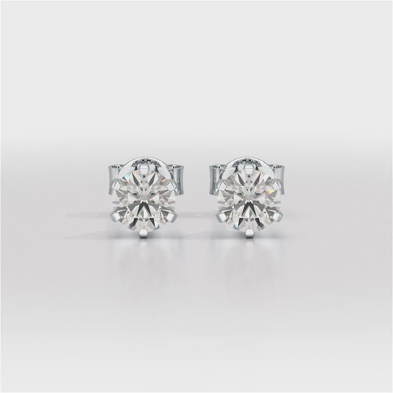 Simple Stud 0.87 CT Round Lab Diamond Earrings