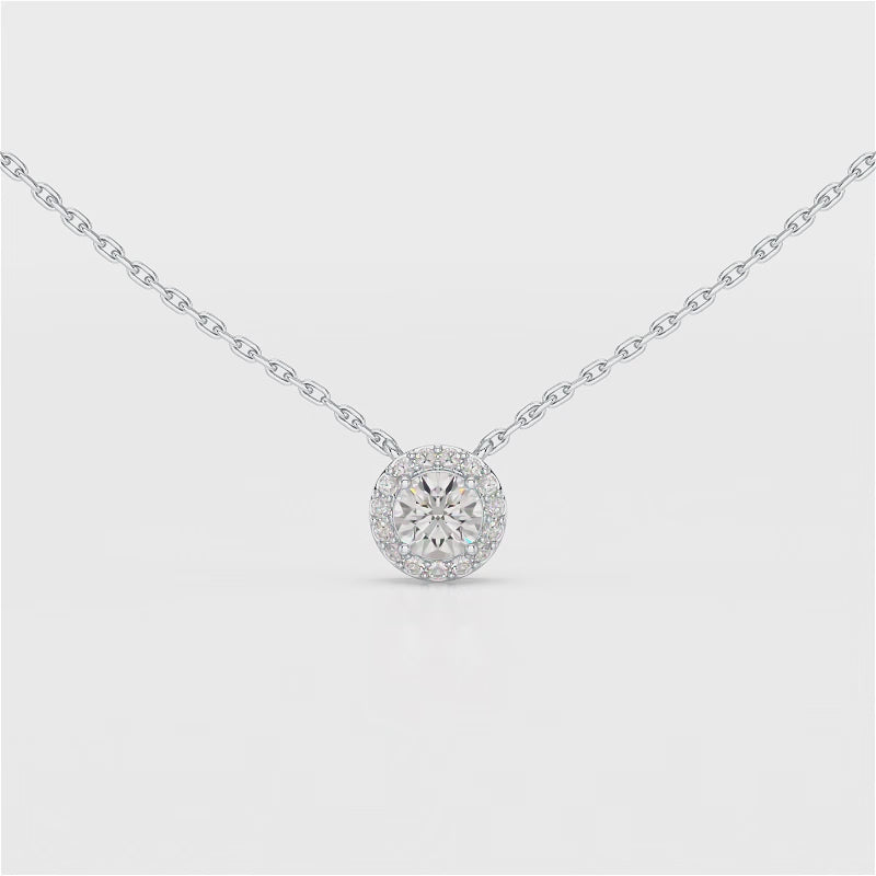 0.60 CT Round Cut Halo Lab Diamond Pendant