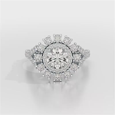 2.63 CT Double Halo Lab Diamond Wedding Ring