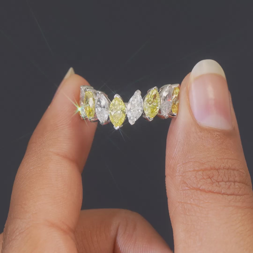 Video of 3.15 CT Marquise Two-Tone Cluster Diamond Ring