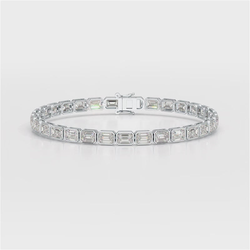 12 CT Emerald Cut Diamond Bezel Tennis Bracelet