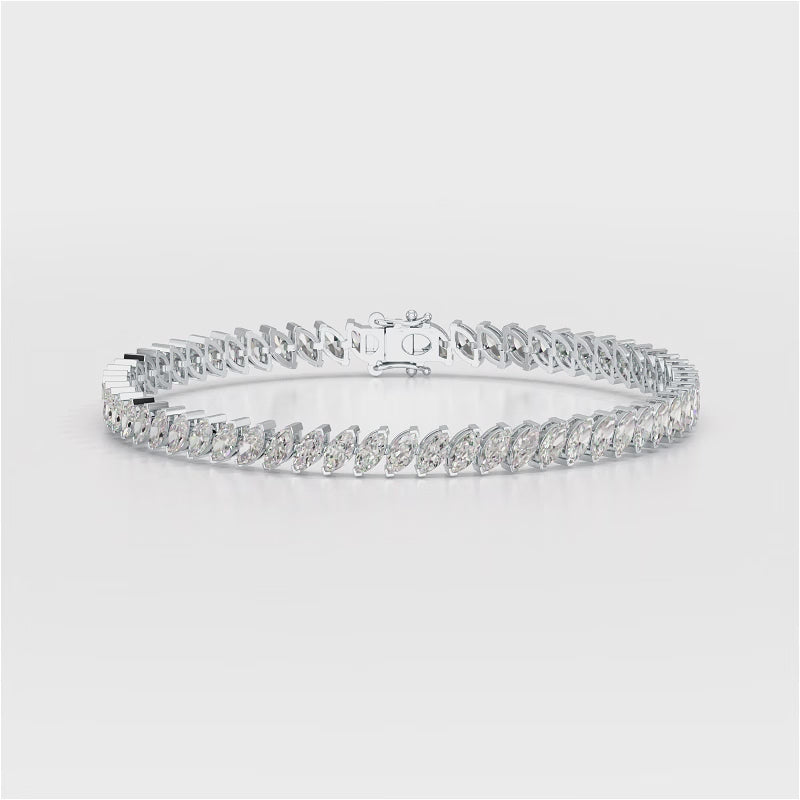 6.80 CT Marquise Cut Diamond Bezel Tennis Bracelet