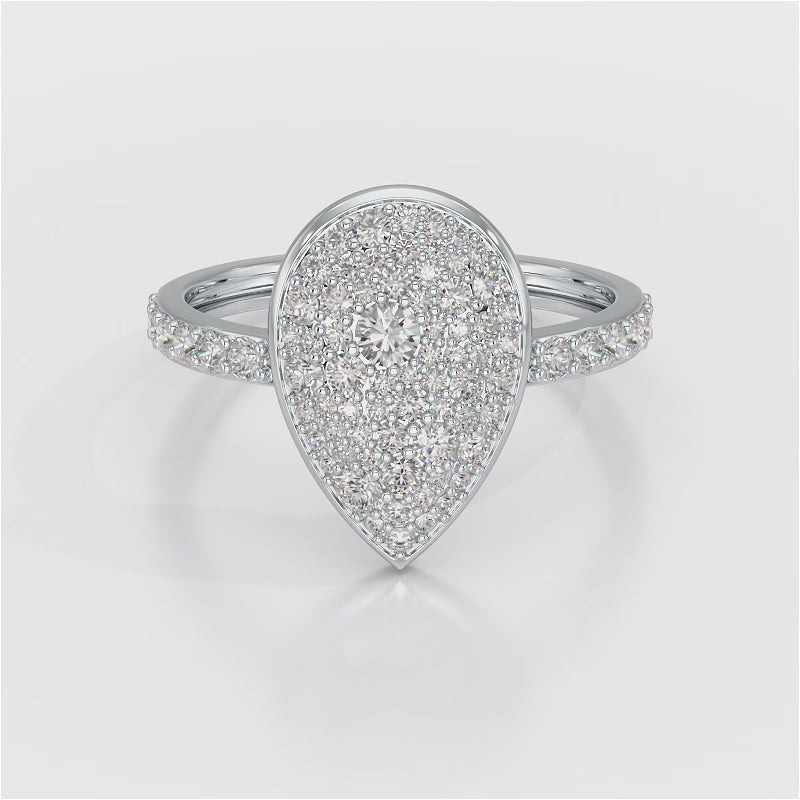1 CT Pear Shaped Pave Ring with Round Diamonds