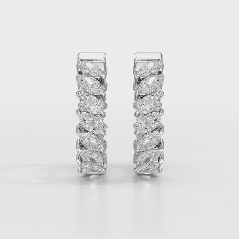 Marquise Cut Lab Diamond Hoop Earrings