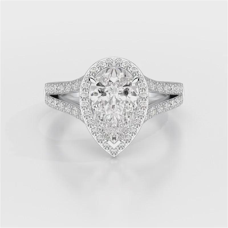 2.78 CT Lab Diamond Pear Cut Halo Ring