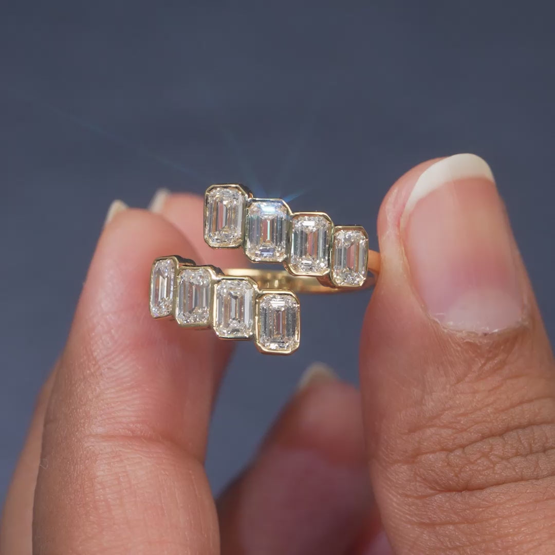 2.40 CT Emerald Bypass Diamond Ring